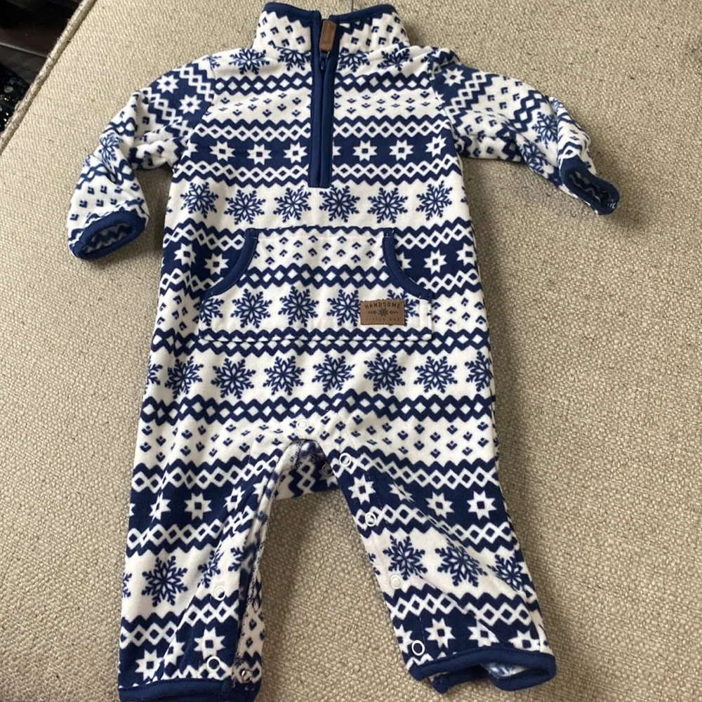 Carters Baby Boy Winter Hooded Zip Up Bodysuit Jumpsuit Bundle Lot 2 Pc.